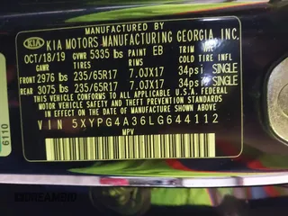 2020 Kia Sorento LX z VIN 5XYPG4A36LG644112, wystawiony jako IAAI lot #42115141 z przebiegiem 101 170 mil mil oraz . Historia ofert i sprzedaży dostępna na DreamBid. Obrazek 9.