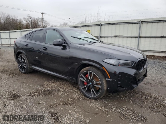 2025 BMW X6 M60i with VIN 5UX43EX02S9W76491, listed as a Copart auction lot 85033264 with 5,173 mi miles and Salvage Title. Bid and sale history available at carsss.com. Image 4.