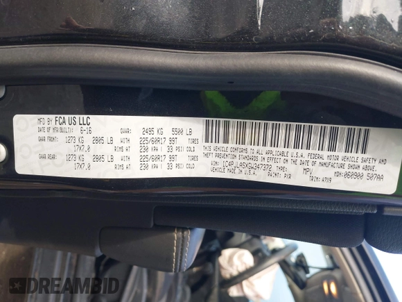 2016 Jeep Cherokee Sport with VIN 1C4PJLASXGW347372, listed as a IAAI auction lot 41788589 with 168,247 mi miles and . Bid and sale history available at DreamBid. Image 9.