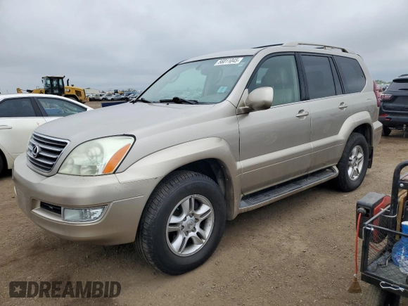2004 Lexus GX 470 z VIN JTJBT20X740033069, wystawiony jako Copart lot #56011045 z przebiegiem 263 891 mil mil oraz Czysty tytuł • Clean title. Historia ofert i sprzedaży dostępna na DreamBid. Obrazek 1.