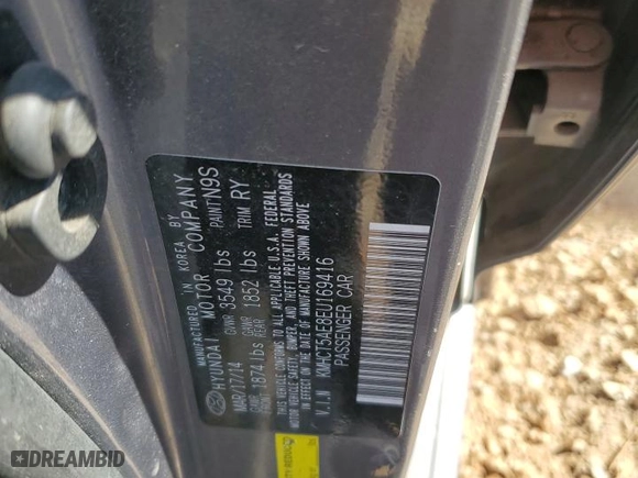2014 Hyundai Accent GS with VIN KMHCT5AE8EU169416, listed as a Copart auction lot 50053165 with 172,739 mi miles and Salvage Title. Bid and sale history available at carsss.com. Image 12.