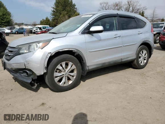 2013 Honda CR-V EX-L with VIN 2HKRM4H78DH645041, listed as a Copart auction lot 50028155 with 58,044 mi miles and Salvage Title. Bid and sale history available at DreamBid. Image 1.