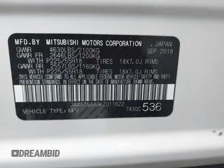 2019 Mitsubishi Eclipse Cross SE with VIN JA4AT5AA9KZ011622, listed as a IAAI auction lot 40920892 with 33,669 mi miles and . Bid and sale history available at DreamBid. Image 9.