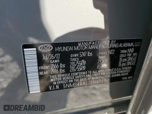 2023 Hyundai Santa Fe Limited with VIN 5NMS44AL7PH486152, listed as a Copart auction lot 46529495 with 0 mi miles and Salvage Title. Bid and sale history available at carsss.com. Image 15.