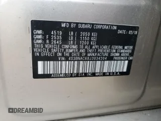 2018 Subaru Legacy Premium with VIN 4S3BNAC68J3034204, listed as a Copart auction lot 61777275 with 70,937 mi miles and Salvage title. Bid and sale history available at DreamBid. Image 12.