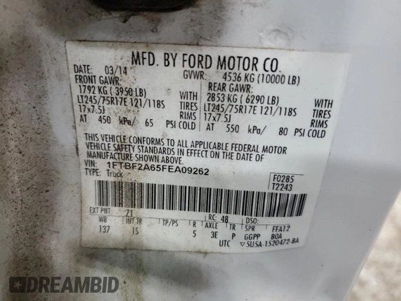 2015 Ford Super Duty F-250 SRW XL with VIN 1FTBF2A65FEA09262, listed as a Copart auction lot 77424984 with 316,455 mi miles and Clean Title. Bid and sale history available at carsss.com. Image 12.