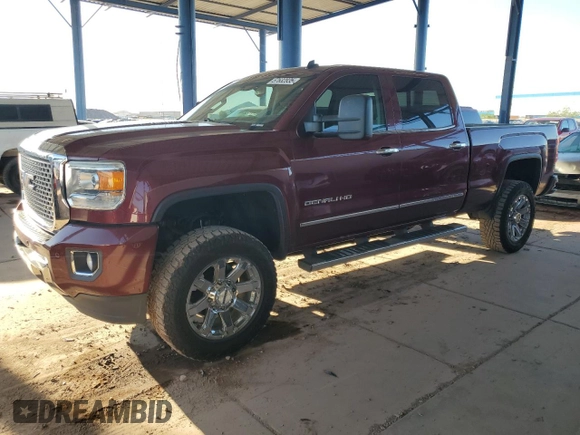 2015 GMC Sierra 2500HD Denali z VIN 1GT120E83FF114643, wystawiony jako Copart lot #57632835 z przebiegiem 166 561 mil mil oraz Szkoda całkowita • Salvage title. Historia ofert i sprzedaży dostępna na DreamBid. Obrazek 1.