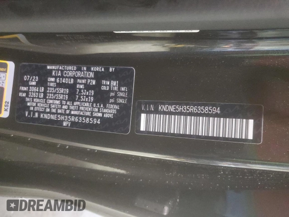 2024 Kia Carnival SX with VIN KNDNE5H35R6358594, listed as a Copart auction lot 49325014 with 10,829 mi miles and Salvage Title. Bid and sale history available at carsss.com. Image 12.