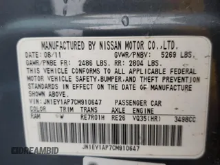 2012 Infiniti M Hybrid with VIN JN1EY1AP7CM910647, listed as a Copart auction lot 44309725 with 97,833 mi miles and Salvage Title. Bid and sale history available at carsss.com. Image 12.