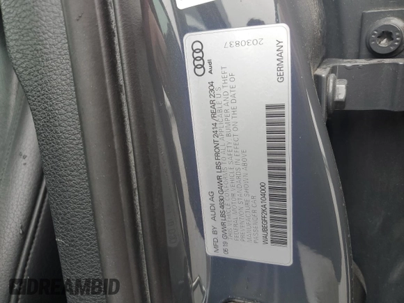2019 Audi A3 Sedan Premium with VIN WAUBEGFF2KA104000, listed as a Copart auction lot 81337954 with 0 mi miles and Salvage Title. Bid and sale history available at carsss.com. Image 12.