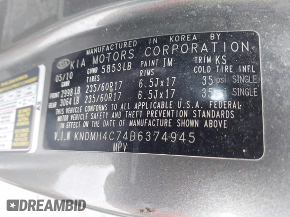 2011 Kia Sedona EX with VIN KNDMH4C74B6374945, listed as a IAAI auction lot 41603400 with 195,848 mi miles. Bid and sale history available at carsss.com. Image 9.