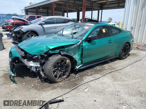 2024 BMW M4 Competition xDrive with VIN WBS43AZ0XRCR90189, listed as a Copart auction lot 54363595 with Not provided miles and Non repairable. Bid and sale history available at DreamBid. Image 1.