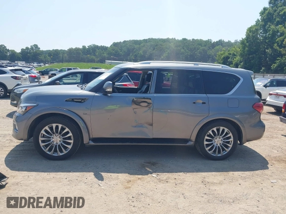 2016 Infiniti QX80 with VIN JN8AZ2NE5G9123443, listed as a IAAI auction lot 42595593 with 150,505 mi miles and . Bid and sale history available at DreamBid. Image 14.