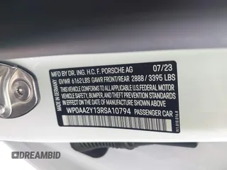 2024 Porsche Taycan z VIN WP0AA2Y13RSA10794, wystawiony jako IAAI lot #42182816 z przebiegiem 5 880 mil mil oraz . Historia ofert i sprzedaży dostępna na DreamBid. Obrazek 9.