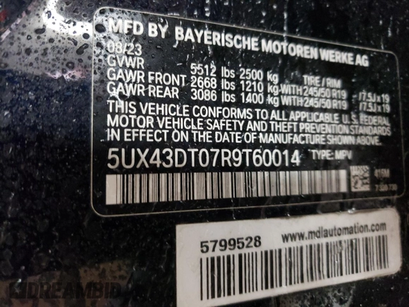 2024 BMW X4 M40i z VIN 5UX43DT07R9T60014, wystawiony jako Copart lot #83686604 z przebiegiem 15 048 mil mil oraz Szkoda całkowita • Salvage title. Historia ofert i sprzedaży dostępna na DreamBid. Obrazek 13.