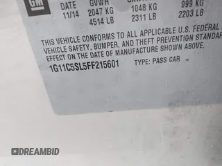2015 Chevrolet Malibu LT with VIN 1G11C5SL5FF215601, listed as a IAAI auction lot 41716708 with 152,802 mi miles and . Bid and sale history available at DreamBid. Image 9.
