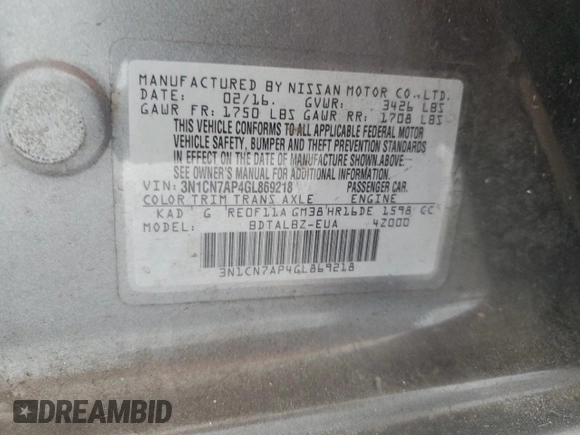 2016 Nissan Versa S with VIN 3N1CN7AP4GL869218, listed as a Copart auction lot 51063725 with 100,024 mi miles and Salvage Title. Bid and sale history available at carsss.com. Image 13.