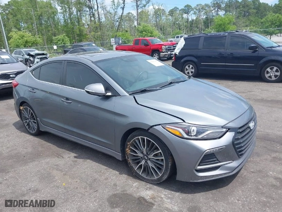 2018 Hyundai Elantra Sport with VIN KMHD04LB0JU597002, listed as a IAAI auction lot 41983087 with 95,583 mi miles. Bid and sale history available at carsss.com. Image 1.