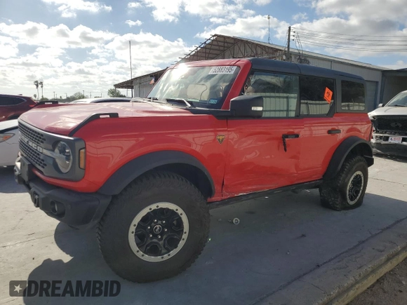2023 Ford Bronco z VIN 1FMEE5DP6PLC01420, wystawiony jako Copart lot #52883195 z przebiegiem 11 620 mil mil oraz Szkoda całkowita • Salvage title. Historia ofert i sprzedaży dostępna na DreamBid. Obrazek 1.