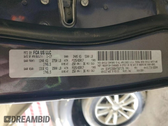 2017 Dodge Journey SXT with VIN 3C4PDCBB8HT587176, listed as a Copart auction lot 43321945 with 145,018 mi miles and Salvage Title. Bid and sale history available at DreamBid. Image 13.