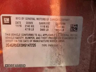 2017 Buick Regal Premium II with VIN 2G4GR5GX0H9147226, listed as a Copart auction lot 72507684 with 51,215 mi miles and Salvage Title. Bid and sale history available at carsss.com. Image 12.