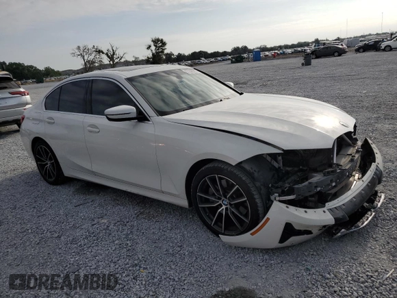2020 BMW 3 Series 330i with VIN WBA5R1C0XLFH39262, listed as a Copart auction lot 57398585 with 55,456 mi miles and Salvage title. Bid and sale history available at DreamBid. Image 4.