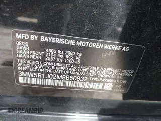 2021 BMW 3 Series 330i with VIN 3MW5R1J02M8B50832, listed as a IAAI auction lot 42032570 with 70,534 mi miles and . Bid and sale history available at DreamBid. Image 9.