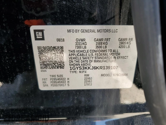 2019 Cadillac Escalade ESV Platinum z VIN 1GYS3KKJ6KR139107, wystawiony jako Copart lot #51996065 z przebiegiem 51 188 mil mil oraz Czysty tytuł • Clean title. Historia ofert i sprzedaży dostępna na DreamBid. Obrazek 15.