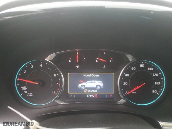 2023 Chevrolet Traverse LT Cloth with VIN 1GNEVGKW5PJ302008, listed as a Copart auction lot 52563885 with 17,492 mi miles and Salvage Title. Bid and sale history available at carsss.com. Image 9.