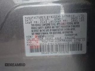 2019 Nissan Sentra SV with VIN 3N1AB7AP4KY322090, listed as a IAAI auction lot 41997982 with 64,328 mi miles. Bid and sale history available at carsss.com. Image 9.