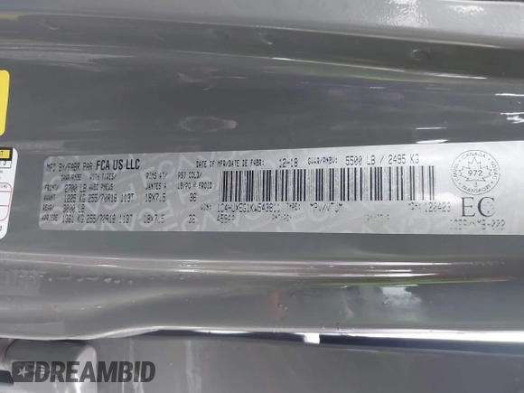 2019 Jeep Wrangler Unlimited Sahara с VIN 1C4HJXEG1KW543811, выставлен на аукционе IAAI как лот 41291234 с пробегом 63 714 миль миль и . История ставок и продаж доступна на DreamBid. Изображение 9.