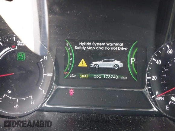 2012 Kia Optima Hybrid with VIN KNAGM4AD9C5033272, listed as a IAAI auction lot 42014808 with 173,740 mi miles. Bid and sale history available at carsss.com. Image 7.