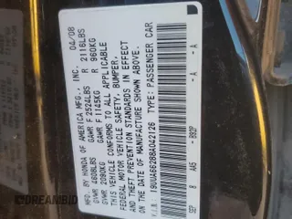 2008 Acura TL with VIN 19UUA66288A042126, listed as a Copart auction lot 84247284 with 0 mi miles and Salvage Title. Bid and sale history available at carsss.com. Image 13.
