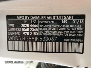2018 Mercedes-Benz CLA 250 with VIN WDDSJ4GB8JN633067, listed as a Copart auction lot 70597903 with 46,381 mi miles and . Bid and sale history available at DreamBid. Image 14.