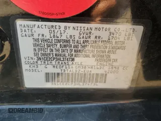 2017 Nissan Note S Plus with VIN 3N1CE2CP3HL374736, listed as a Copart auction lot 60440935 with 74,347 mi miles and Salvage title. Bid and sale history available at DreamBid. Image 13.