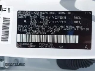 2022 Toyota Highlander LE with VIN 5TDBZRBH5NS580954, listed as a IAAI auction lot 42103401 with 40,391 mi miles and . Bid and sale history available at DreamBid. Image 9.