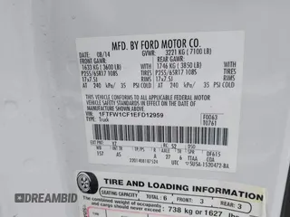 2014 Ford F-150 XL with VIN 1FTFW1CF1EFD12959, listed as a IAAI auction lot 42422218 with 234,818 mi miles and . Bid and sale history available at DreamBid. Image 9.