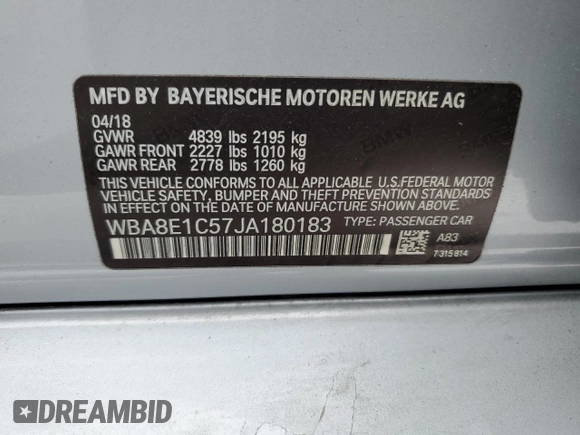 2018 BMW 3 Series 330e iPerformance with VIN WBA8E1C57JA180183, listed as a Copart auction lot 88513245 with 33,632 mi miles and Clean Title. Bid and sale history available at carsss.com. Image 12.