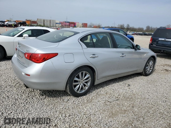 2016 Infiniti Q50 Premium with VIN JN1CV7AR2GM252066, listed as a Copart auction lot 53565405 with 163,870 mi miles and Salvage Title. Bid and sale history available at DreamBid. Image 3.