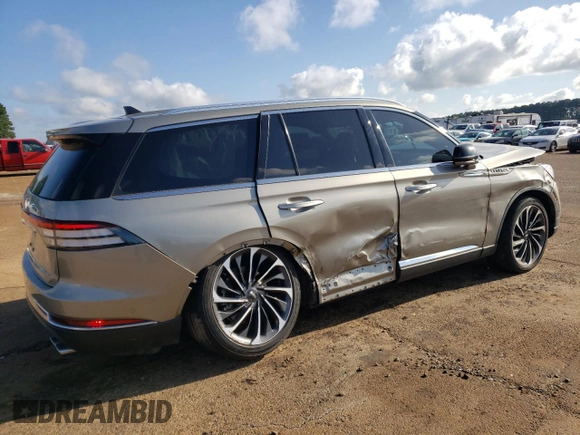 2023 Lincoln Aviator Reserve with VIN 5LM5J7WC7PGL10427, listed as a Copart auction lot 52072055 with 51,265 mi miles and Salvage title. Bid and sale history available at DreamBid. Image 3.