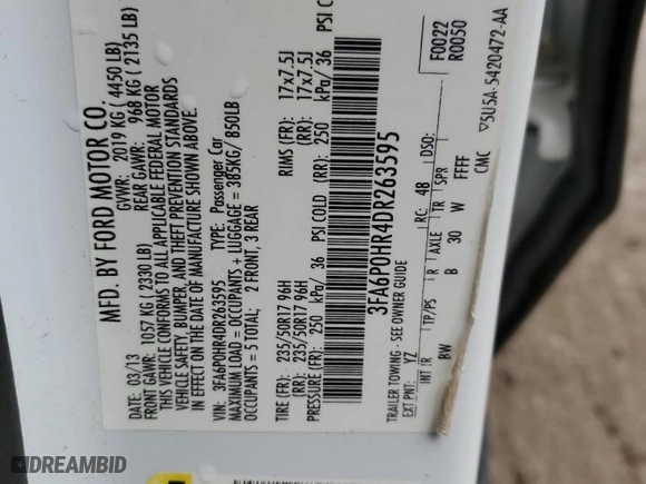2013 Ford Fusion SE with VIN 3FA6P0HR4DR263595, listed as a Copart auction lot 43348975 with 139,548 mi miles and Salvage Title. Bid and sale history available at carsss.com. Image 12.