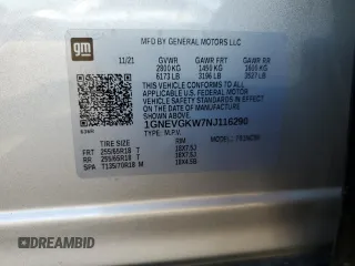 2022 Chevrolet Traverse LT Cloth with VIN 1GNEVGKW7NJ116290, listed as a Copart auction lot 50272815 with 93,140 mi miles and Non Repairable. Bid and sale history available at carsss.com. Image 13.