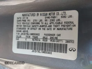 2017 Infiniti Q60 Sport with VIN JN1EV7EL1HM550902, listed as a IAAI auction lot 41989201 with 93,539 mi miles. Bid and sale history available at carsss.com. Image 9.