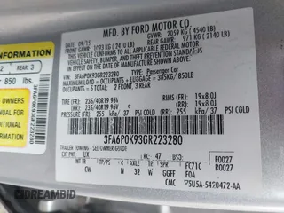 2016 Ford Fusion Titanium with VIN 3FA6P0K93GR223280, listed as a IAAI auction lot 42178478 with 189,239 mi miles and . Bid and sale history available at DreamBid. Image 9.
