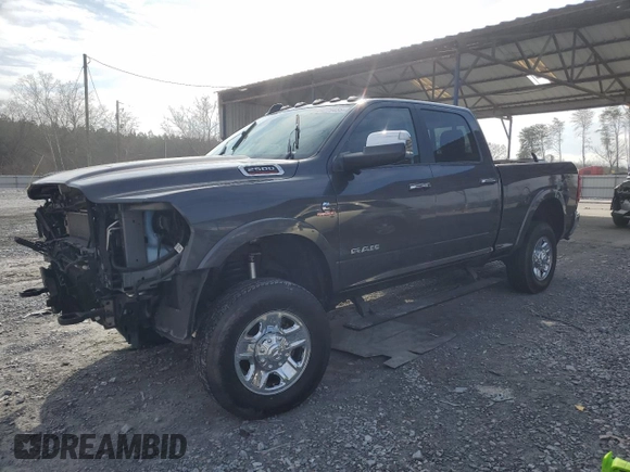 2021 Ram 2500 Laramie with VIN 3C6UR5FL5MG591697, listed as a Copart auction lot 44779435 with 37,736 mi miles and Salvage Title. Bid and sale history available at carsss.com. Image 1.