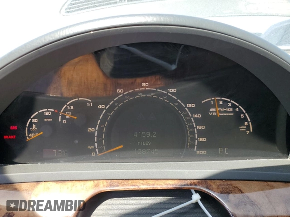 2003 Mercedes-Benz S 55 AMG with VIN WDBNG74J23A378637, listed as a Copart auction lot 52378705 with 128,745 mi miles and Salvage Title. Bid and sale history available at DreamBid. Image 9.