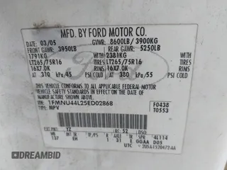 2005 Ford Excursion Eddie Bauer z VIN 1FMNU44L25ED02868, wystawiony jako IAAI lot #42414710 z przebiegiem 30 486 mil mil oraz . Historia ofert i sprzedaży dostępna na DreamBid. Obrazek 9.