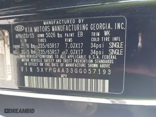 2016 Kia Sorento LX with VIN 5XYPG4A33GG057193, listed as a IAAI auction lot 41788187 with 154,029 mi miles. Bid and sale history available at carsss.com. Image 9.