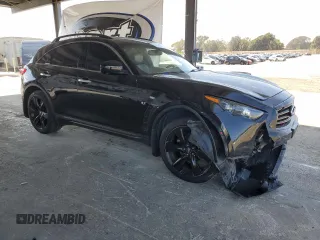 2015 Infiniti QX70 with VIN JN8CS1MW9FM482212, listed as a Copart auction lot 60725875 with 116,372 mi miles and Salvage title. Bid and sale history available at DreamBid. Image 4.