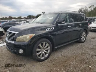 2011 Infiniti QX56 8-passenger with VIN JN8AZ2NDXB9701293, listed as a Copart auction lot 83590574 with 0 mi miles and Salvage Title. Bid and sale history available at carsss.com. Image 1.